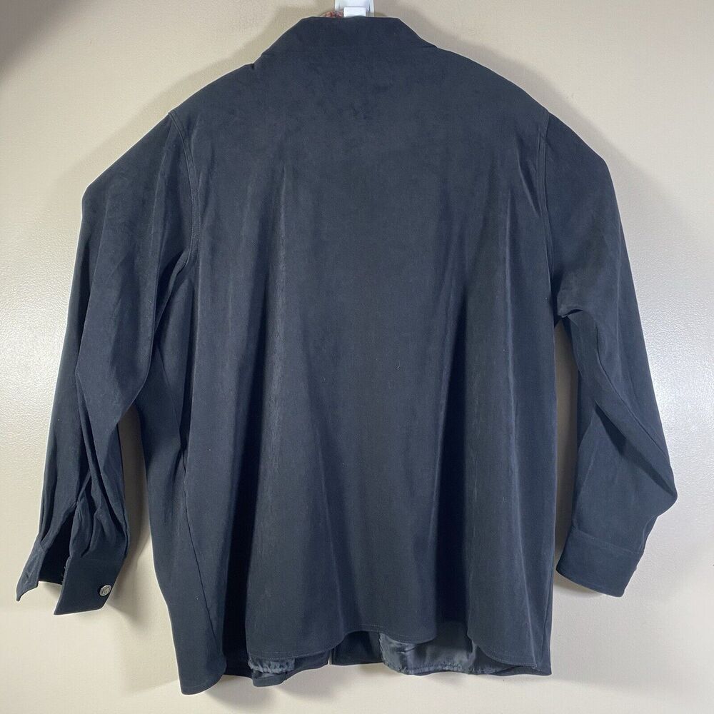 Bob Mackie Wearable Art Velour Floral Jacket 2X Black Velvet Embroidered Zip - Picture 8 of 11